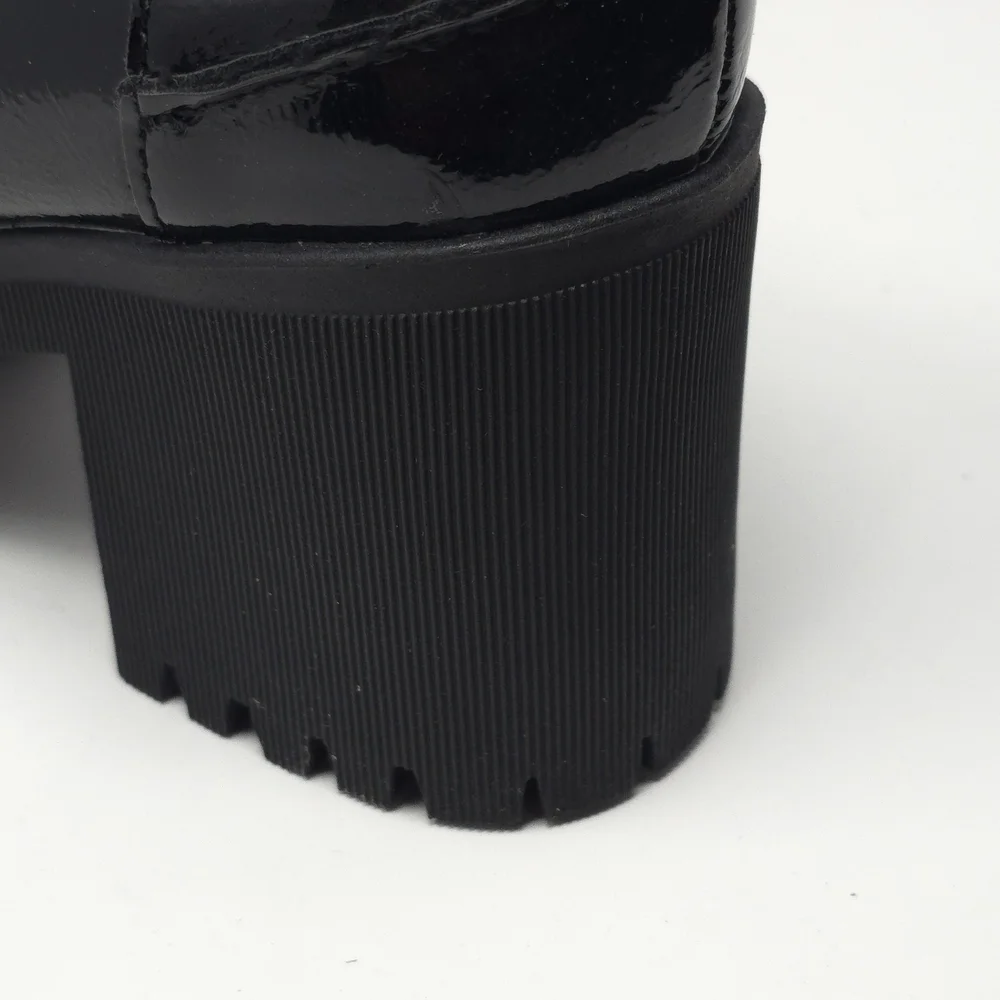 Sun + Stone Presscott Black Patent Chunky Heel Loafers 6.5M - Picture 9 of 12